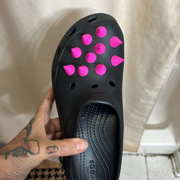 Crocs Women's Siren Studded Clog Platform Shoes High Heel Rubber Black NWT - Picture 8 of 8